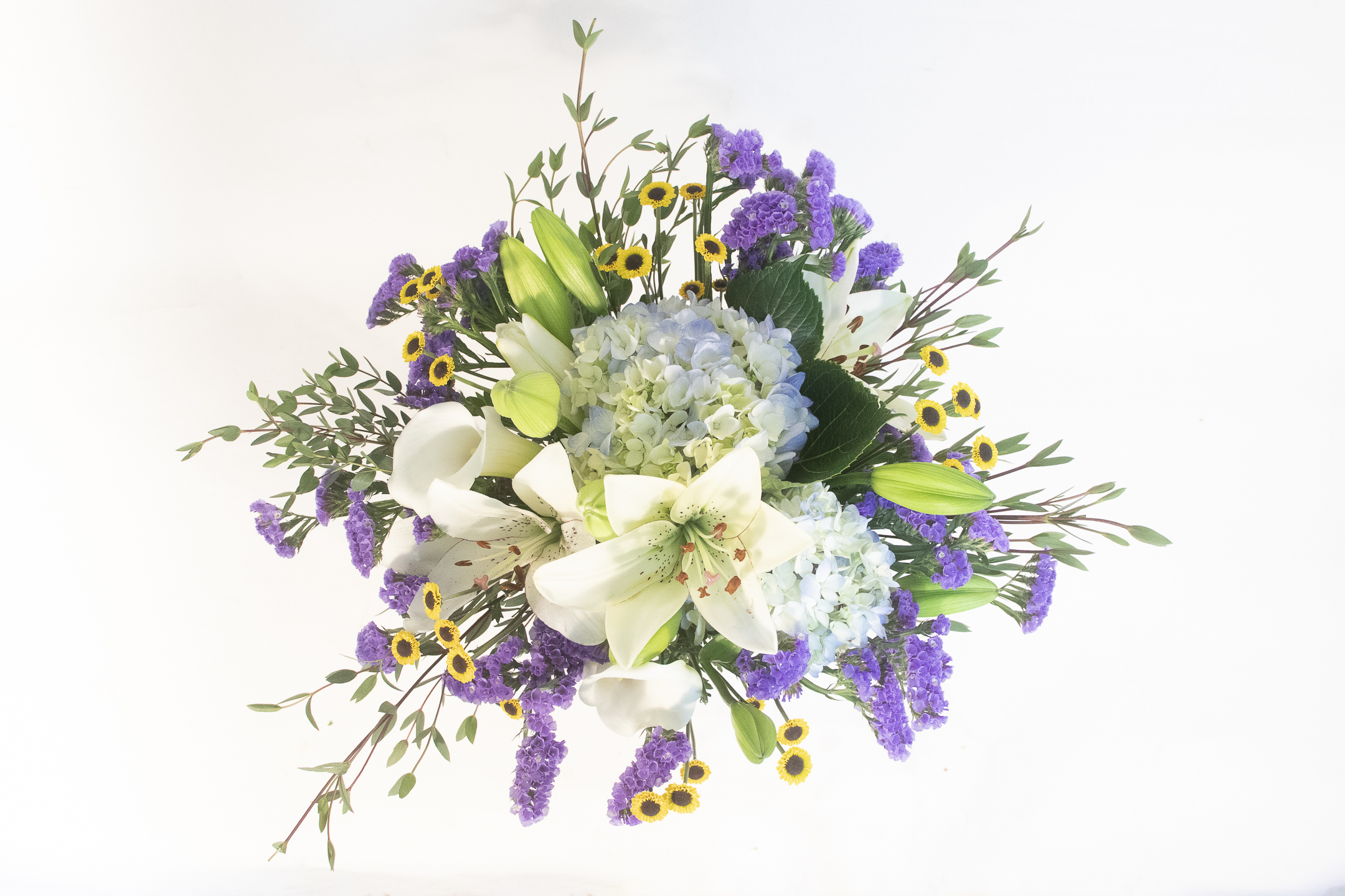 Blue meadow Large, Hydrangea, lily bouquet, floral arrangements