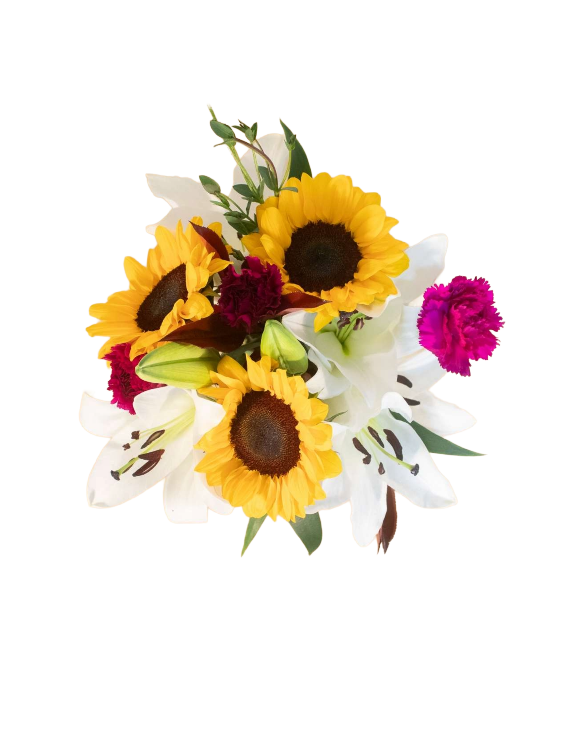Sunlight Magic, Sunflowers and lily bouquet, seasonal flowers